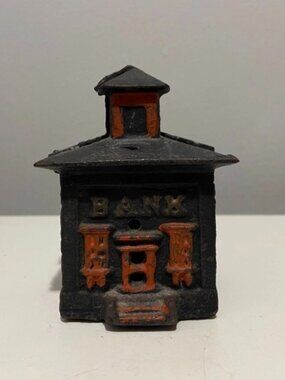 Antique 1800's J&E Stevens Cast Iron Bank Cupola Still Building Vintage